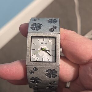 Lucky Brand Silver Watch with Clover Design